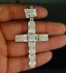 2.20 Ct Round Cut Moissanite Mens Domed Cross Pendant White Gold Plated Silver
