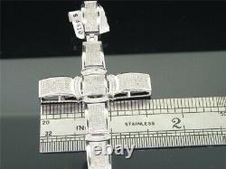 2.20 ct Round Cut Moissanite Mens Domed Cross Pendant White Gold Plated Silver