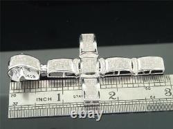 2.26 ct Passing Tester Moissanite Mens Designer Domed Cross Pendant Silver