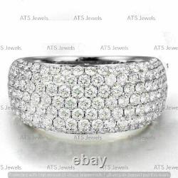2.3Ct Moissanite Pave Dome Engagement Wedding Ring 14K White Gold Plated