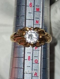 2.43g 9ct Gold Solitaire Gypsy Style Ring 375 9kt Large CZ SIZE O Not Scrap