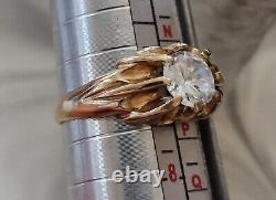 2.43g 9ct Gold Solitaire Gypsy Style Ring 375 9kt Large CZ SIZE O Not Scrap