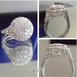 2.50Ct Round Lab Created Diamond Dome Cluster Wedding Ring 14k White Gold Plated