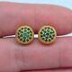2.50ct Women Green Topaz Round Dome Charming Stud Earrings14k White Gold Plated