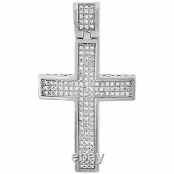 2.5 CT Mini Moissanite Cross Domed Pendant Pave Charm1.50 Real Sterling Silver