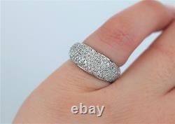 $3300 14K White Gold Dome 7 Row Pave Round Diamond Band Ring Size 4.75
