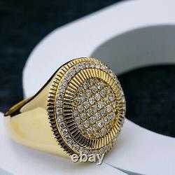 3Ct Round Lab Created Diamond Men's Pinky Domed Ring Band 14K Yellow Gold Plated