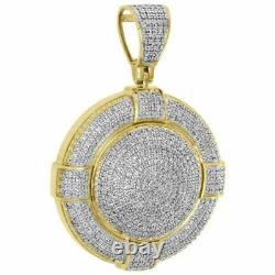 3.25 Ct Lab-Created Diamond Domed Medallion Charm Pendant 14K Yellow Gold Plated