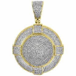 3.25 Ct Moissanite 10K Yellow Gold Plated Domed Medallion Pendant 1.55