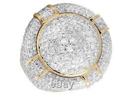 3.83 ct Round Simulated Diamond Puff Dome Pinky Ring 14k Yellow Gold Over Silver