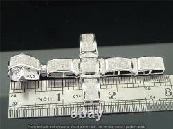 3 CT Simulated Diamond Men's Designer Domed Cross Pendant 925 Sterling Silver