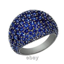 4.00Ct Round Simulated Blue Sapphire Cluster Dome Ring Solid 925 Sterling Silver