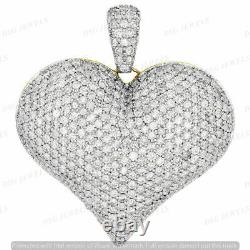 4.2Ct Moissanite 3D Dome Puff Heart Charm Pendant Solid 14k Silver Gold Plated