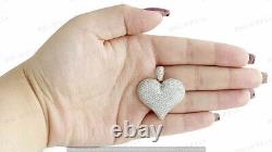 4.2Ct Moissanite 3D Dome Puff Heart Charm Pendant Solid 14k Silver Gold Plated