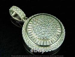 5Ct Simulated Diamond Dome Medallion Charm Pendant 925 Silver Gold Plated