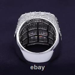 5.60Ct Moissanite Dome Cluster Wedding Ring 14K White Gold Plated 925 Silver