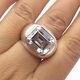 925 Sterling Silver & 14k Gold Vintage Emerald-cut White C Z Dome Ring Size 6