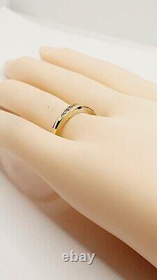 9ct Diamond Crossover Twist Ring 0.075ct Channel Set Yellow Gold 375 Ring Size O