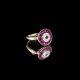 9ct White Gold Ruby Diamond Cluster Target Ring Art Deco Style Size L Round Halo