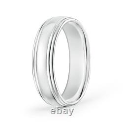 ANGARA High Polished Double Round Edges Dome Wedding Band in 14K Solid Gold