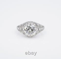 Art Deco Diamond Engagement Ring GIA 1.8 ctw Platinum Old European Sz 6.5 CO1116