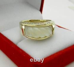 Beautiful Mother of Pearl and Diamonds Ring 14k Gold 6.5 gr size 6.5