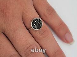 Black & White Diamond. 60ctw Domed Ring 10kt White Gold Ladies Jewelry Sz 7.25