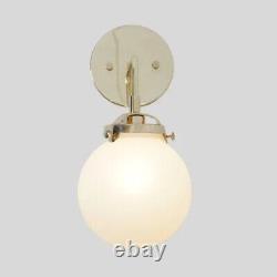 Brass Single Globe Shade Wall Sconce Lamp Fixture