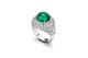 Cabochon Shape Green Emerald With White Cubic Zirconia Antique Vintage Dome Ring
