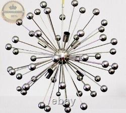 Chrome Plated Brass Sputnik Chandelier With Celestial Radiance Sputnik Lamp