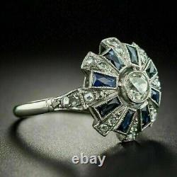 Cluster Vintage Dome Wedding Ring 14k White Gold Plated 1.96Ct Simulated Diamond