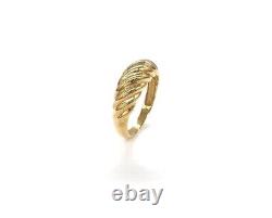 Croissant Ring in Solid Gold 9k, 14k, 18k Statement Bubble Twisted Dome Ring RN380