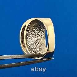 Designer 14K Yellow White Gold Diamond Cut Lattice Work Illusion Dome Ring