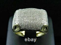 Diamond 2Ct Lab Created Men's Dome Puff Pinky Band Ring 14k Yellow Gold Plated