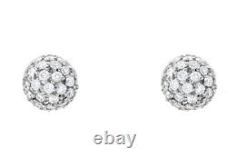 Dome Design Stud Unisex Earrings In 10K White Gold With 0.50CT Real Moissanites