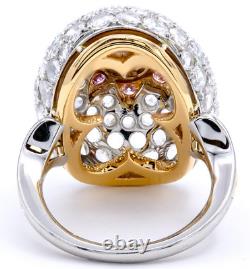 Dome Flower Design Sparkle Pink Sapphires & White Diamonds 935 Silver Fine Ring