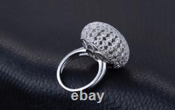 Dome Style Engagement Women Ring 14K White Gold 2.87Ct Round Diamond Lab-Created