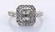Double Halo Emerald Cut Diamond Engagement Ring 14k White Gold. 75 Carats Size 7