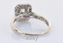 Double Halo Emerald Cut Diamond Engagement Ring 14k White Gold. 75 Carats Size 7