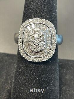 Effy 14kt White Gold 1.60ctw Diamond Statement Ring. Size 7
