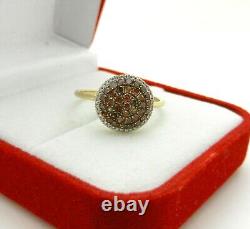 Enhanced Brown and White Diamond Dome Ring in 10K Yellow Gold sz 7 Very Elegant