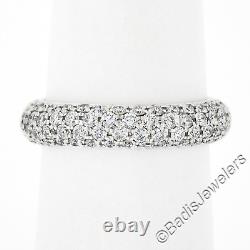 Estate 18k Gold 1.81ct Pave Diamond Domed 4 Row Eternity Wedding Stack Band Ring