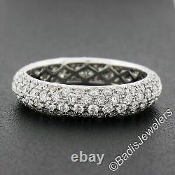 Estate 18k Gold 1.81ct Pave Diamond Domed 4 Row Eternity Wedding Stack Band Ring