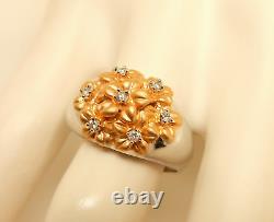 Estate Designer Le VIAN. 14 ctw Diamond Floral Design Dome Ring 14K 2-Tone Gold