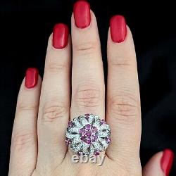 Estate Diamonds Rubies 18k 14k White Gold Cocktail Dome Cluster Ring Flower Gift