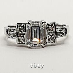 Fancy 9ct Cubic Zirconia Engagement Style White Gold Band Cluster Ring Size M