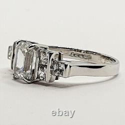 Fancy 9ct Cubic Zirconia Engagement Style White Gold Band Cluster Ring Size M