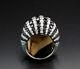 Glittering Black & White Excellent Cut Diamonds Premium Dome Design Women's Ring