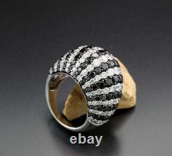 Glittering Black & White Excellent Cut Diamonds Premium Dome Design Women's Ring