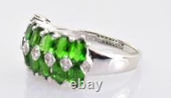 Green Tourmaline and Diamond Ring in 10k White Gold 2.92 Carats Size 8.25